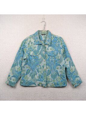 Vintage 90s Tapestry Paisley Jacquard Button Up Jacket Boho Artsy Wom Sz S/M